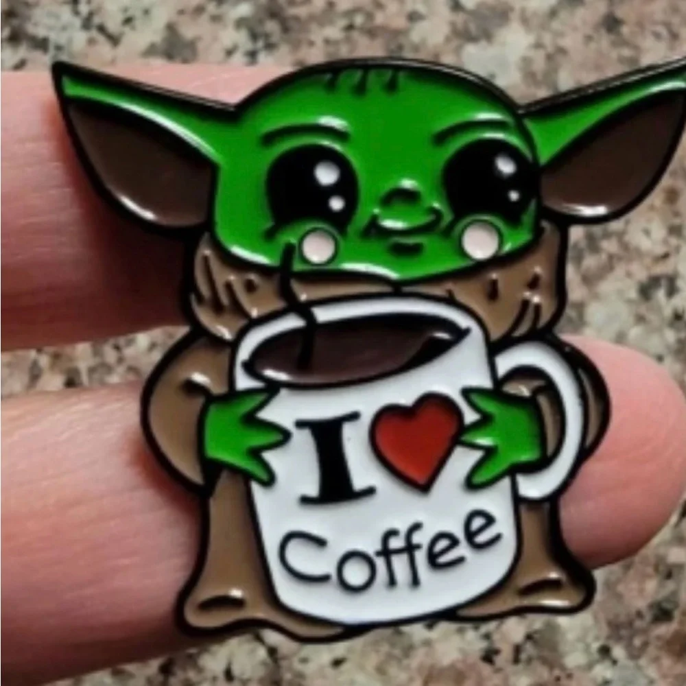 Brand New Star Wars Grogu “I Love Coffee” Enamel Pin
